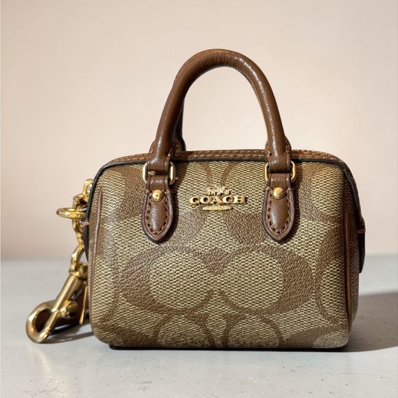 Coach Handbags - Coach Mini Satchel in Brown Signature Canvas with Gold Hardware 🤎
